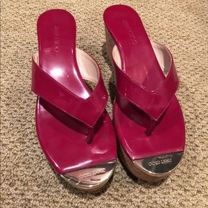 Jimmy Choo platform sandals in red